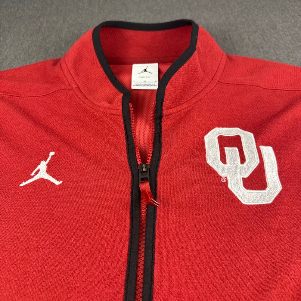 Jordan Oklahoma Sooners Mens Large Red Dri-FIT Quarter Zip Pullover Jacket OU